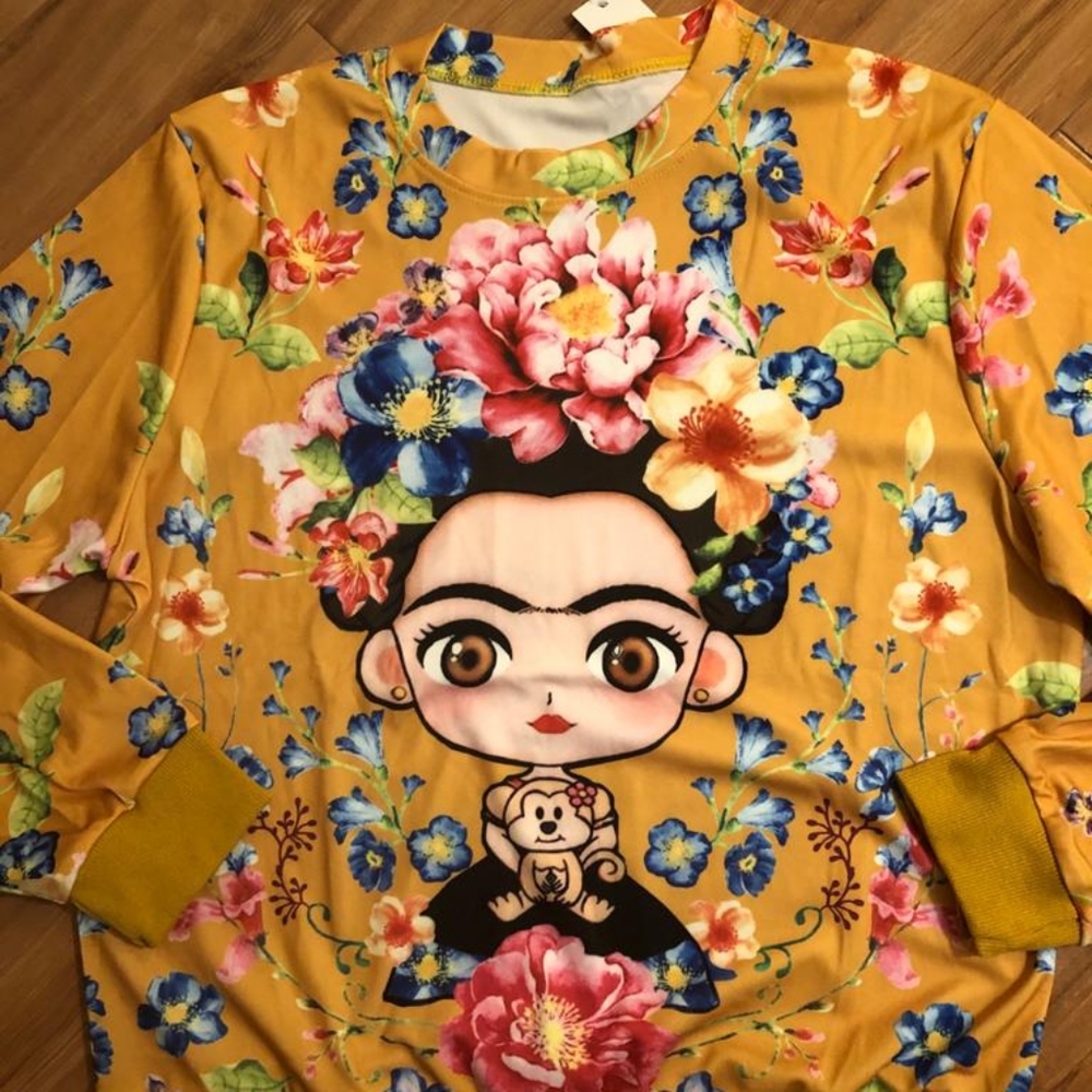 Frida Kahlo printed floral sweater